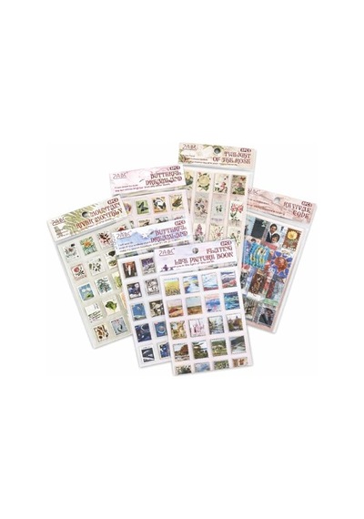 Vintage Pul Desenli Sticker Seti 4 Sayfa Scrapbook Etiketi Genel