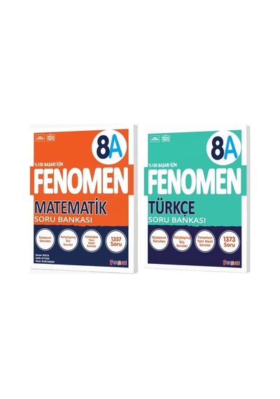Fenomen Okul 2025 8. Sınıf Matematik + Türkçe A Serisi Soru Bankası Seti 2 Kitap