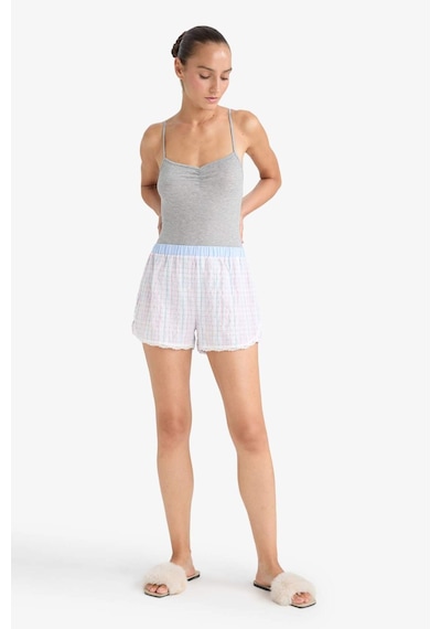 Defacto Regular Fit Gofre Dokulu Çizgili Şort Pijama Altı-fall İn Love F8932ax25hsbe551 Mavi