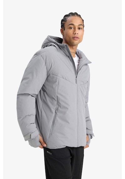 Defacto Defactofit Su İtici Regular Fit Kapüşonlu Fermuarlı Rüzgar Geçirmez Mont E9487ax25wngr91 Gri-gr91