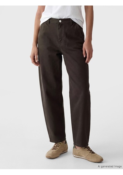 Lcwaıkıkı Classic Kahverengi Yüksek Bel Barrel Fit Kadın Jean Pantolon