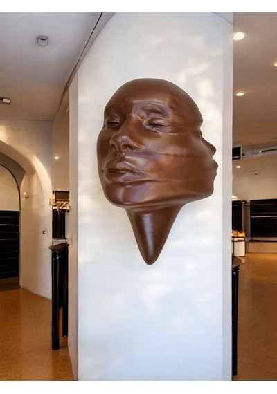 Soyut 3d Yüz Heykeli Modern Duvar Sanatı El Yapımı Dekoratif Mask 48x32 Cm Çağdaş Heykel Duvar