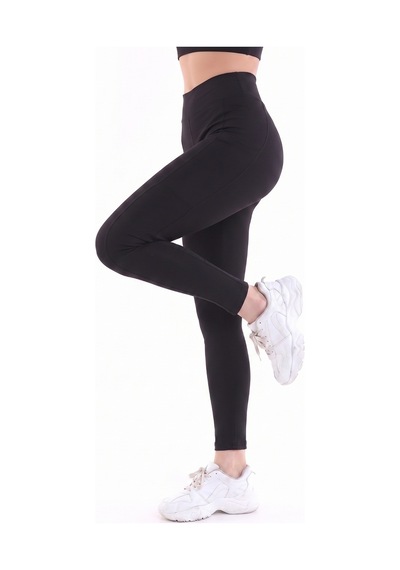 Emfure Cepli Kız Çocuk Slim Fit Dar Kalıp Spor Tayt Siyah