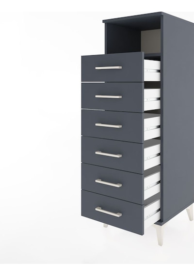 Hyperion Dolap Tek Raflı 6 Çekmeceli 44x44x134 Antrasit-antrasit Antrasit