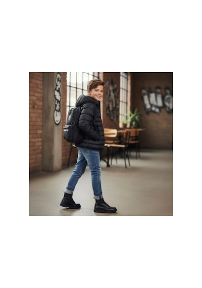 Minigimin Cicileri Miniğimin Cicileri Kapüşonlu 8-16 Yaş Unisex Çocuk Şişme İçi Yünlü Mont - Siyah