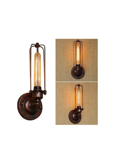 Riolight Retro,vintage,rustik Fırçalı Bakır 1xe27 Mafsallı Hareketli Başlık Metal Duvar Aplik Bakır