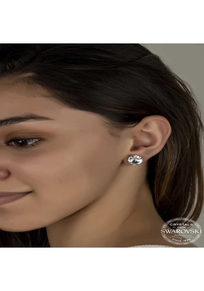 Swarovski Crystal Taşlı Gümüş Çivili Kadın Küpe Diğer