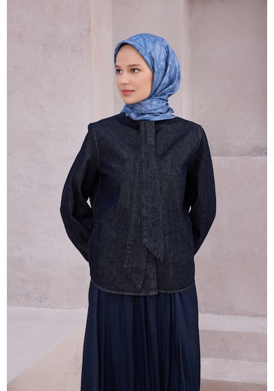 BELLİ Geometrik Desen İpek Twill Eşarp 4221d01 Mavi - 82