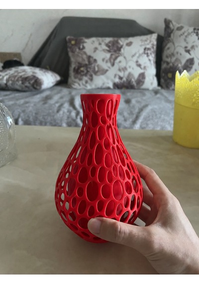 3d Baskı Petek Dokulu Vazo - Delikli Dekoratif Vazo-kırmızı Çok Renkli