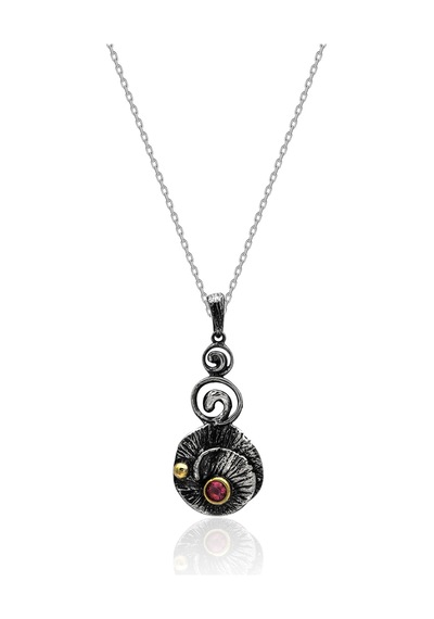 Oksitli Gümüş Set Kök Yakut Taşlı Gümüş Otantik İkili Set 925 Ayar St136 Gümüş