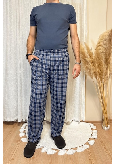Erkek Desenli Cepli Lastikli Bel Pijama Altı Gri