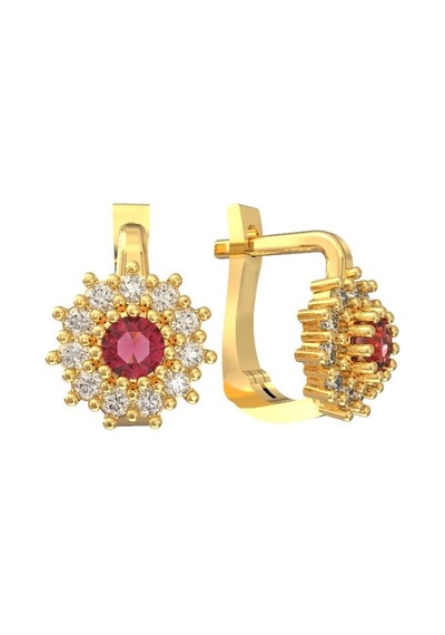 Erdobia 925 Ayar Gümüş Yakut Taşlı Gold Yuvarlak Çocuk Küpesi
