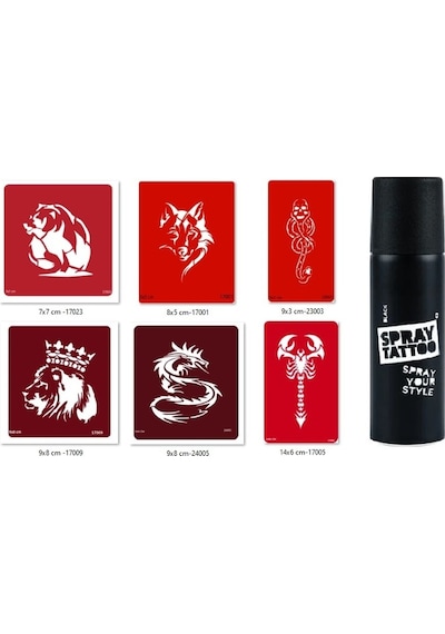 Airbrush Tattoo Kurt Kral Spray Tattoo Geçici Sprey Dövme Seti