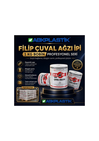Abk-t880-1kg-cagzı Filip T880 Çuval Ağzı İpi 1 Kg Bobin Abkplastik Dikiş İpliği