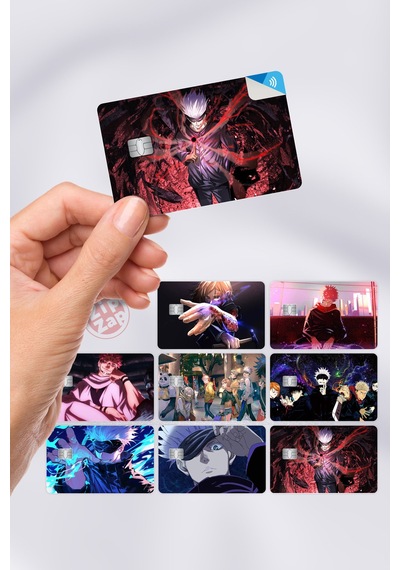 Jujutsu Kaisen Kart Kaplama Sticker 8 Adet Çok Renkli