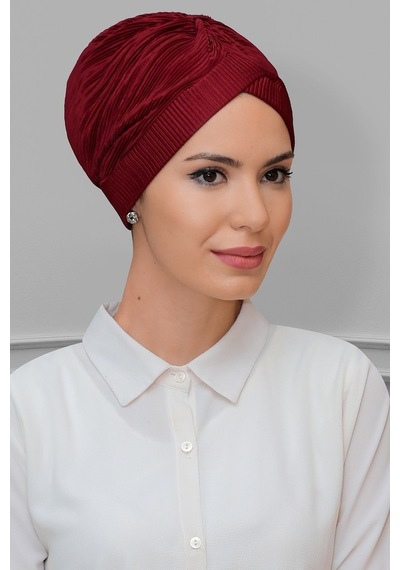 Hürrem Bone Bordo Pratik Hazır Geçmeli Tesettür Bone Fukuro Piliseli Tek Çapr (545490655) Bordo