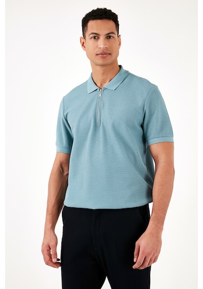 Buratti Pamuklu Regular Fit Yarım Fermuarlı 3'Lü Paket Erkek Polo Yaka T Shirt 5902434S3 Taş-Açık Haki-Mavi