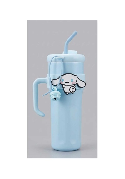 Cinnamoroll Karakter Figürlü Mavi Çelik Pipetli Termos