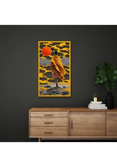 Altın Güneşe Yürüyen Kadın - Metal Tablo - Dec0285 29 X 50 Cm Çok Renkli