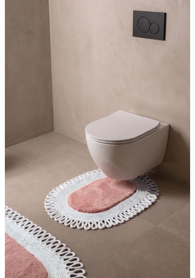 Banyo Paspası Takımı 60x100+40x60 Cm Dış Trikot Pembe & Gümüş