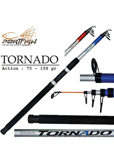 Portfish Tornado Teleskopik Fiber Olta Kamışı 350 Cm 75-150 Gr Mavi