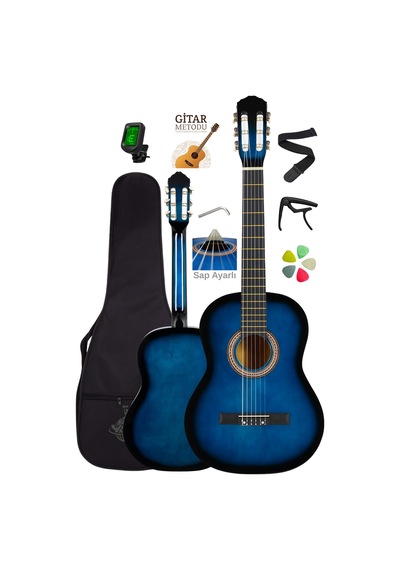 Campbell Ce-55bl Klasik Gitar Full Set Sap Ayarlı 4/4 Yetişkin Boy Üst Kalite Gitar - 86972046402 Mavi