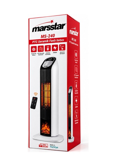Kumandalı Sıcak Dik Ptc Seramik Fanlı Isıtıcı Led Kontrol Ekran - Devrilme Emniyet 2000w Ms-240 5705