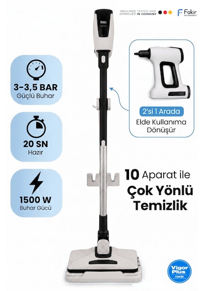 Fakir Multy Clean Buharlı Temizleyici 1500 W Profesyonel Hijyen Kimyasalsız Temizlik 2in1