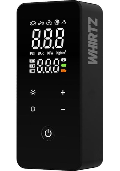 Whirtz 150 Psı Taşınabilir Şarjlı Hava Pompası – Dijital Ekranlı, Led Işıklı, Powerbank