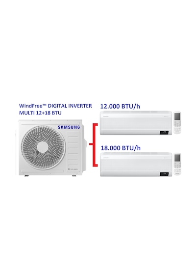 Samsung WindFree Multi 1 Dış + 2 İç Ünite (12+18) Duvar Tipi Digital Inverter Klima