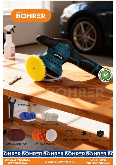 Böhrer Ba011203 Çift Akülü 12v Oto Pasta Cila Ve Polisaj Makinesi
