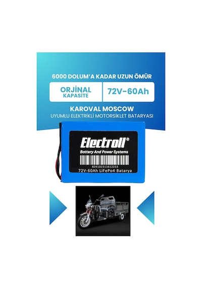 Karoval Moscow Uyumlu Batarya Standart Kapasite Lifepo4 72v 60ah Elektrikli Motorsiklet Bataryası