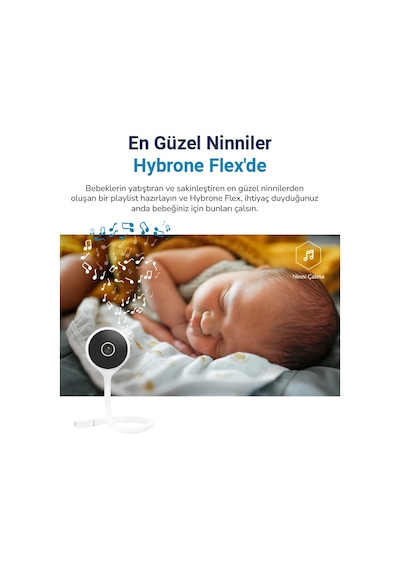 Hybrone Flex Wi-fi Ninni Çalan Akıllı Bebek Kamerası, Ağlama Algılama, Sıcaklık Ve Nem Ölçümü, Bebeğinizle Uzaktan Konuşma