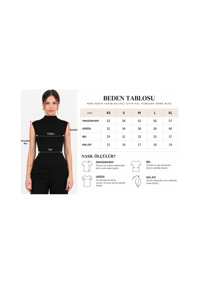 Hdm Kadın Ekru Yarım Balıkçı Sıfır Kol Yumuşak Örme Bluz - H6178