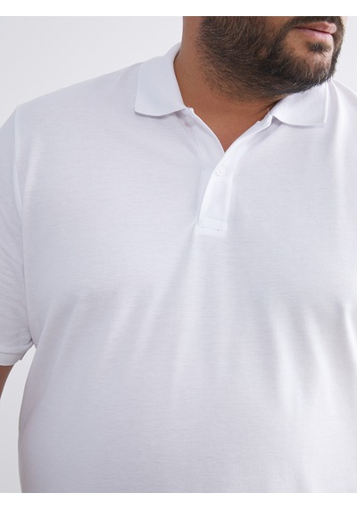 Lcwaıkıkı Classic Beyaz Büyük Beden Polo Yaka Pike Erkek Tişört