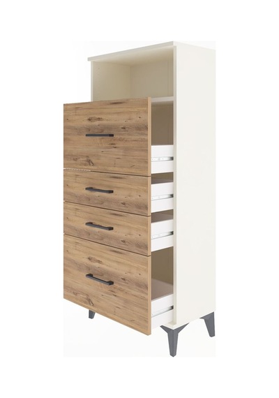 Arges Dolap Tek Raflı 4 Çekmeceli 60x30x134 Aytaşı-çam Aytaşı