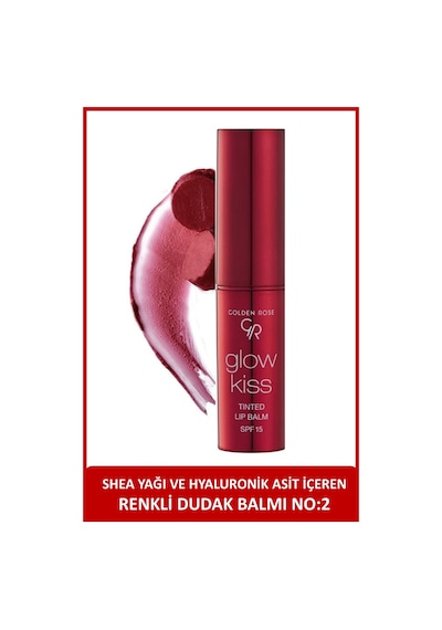 Golden Rose Glow Kiss Tinted Shea Yağı Hyaluronik Asit Ve Vitamin E İçeren Renkli Dudak Balmı 02 Strawberry
