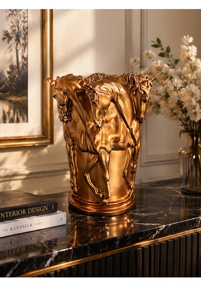 Bronze Majestic Horse Vase Antik - Bronz