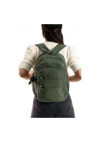 Baginn Kadın Sırt Çantası Çok Cepli 30 25 Cm Hafif Klinkır Kumaş Spor Seyahat Çantası Su İtici Kumaş Yeşil