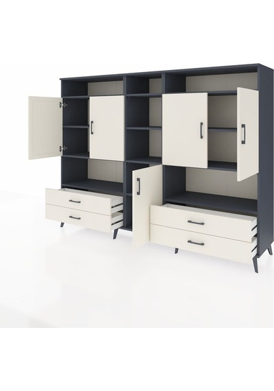 Hyperion Dolap 12 Raflı 4 Çekmeceli 5 Kapaklı 220x44x163 Antrasit Antrasit-aytaşı Hyperion Dolap 12 Raflı 4 Çekmeceli 5 Kapaklı 220x44x163 Antrasit Antrasit-aytaşı