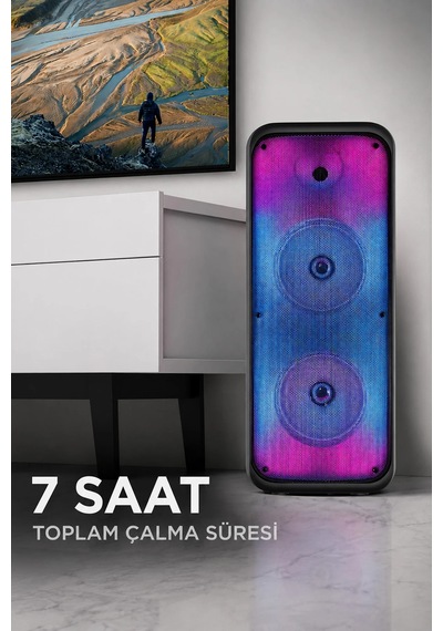 Diğer - Siyah - Blic Bls-49 16w Rgb Bluetooth Mikrofonlu Kumandalı Kareoke Kablosuz Hoparlör