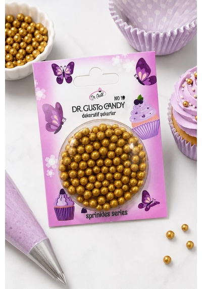 Dr. Gusto 4 Mm Candy Altın Boncuk Pasta Süsleme Şekeri Gold Dekor Şekeri
