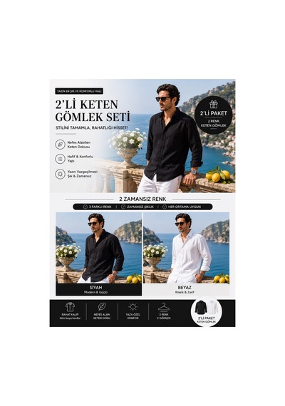 Baselco Amalfi Muslin Oversize Gömlek - Basic Fresh Beyaz + Siyah