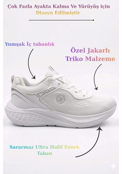 Mcdark 1938 Triko Malzeme Sneaker Ayakkabı Beyaz