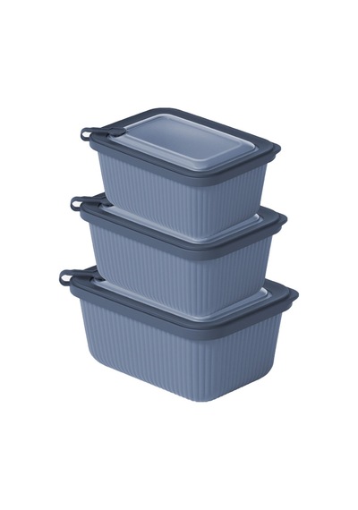 Plastik Saklama Kabı Seti - Mikrodalga Uyumlu Dikdörtgen 600/1100/1800 Ml Şeffaf