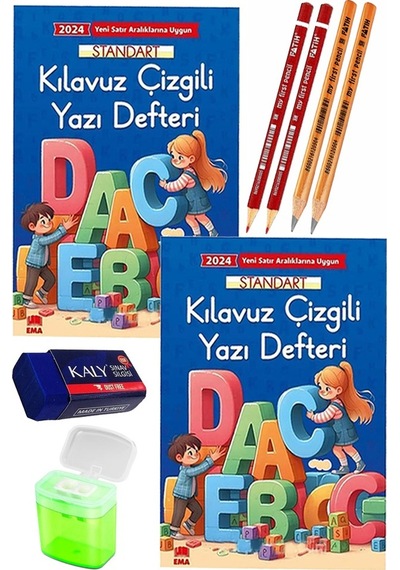 Güzel Yazı Defteri A4 Büyük Boy Fatih Kırmızı Ve Siyah Jumbo Kurşun Kalem Sınav Silgisi Kalemtraş Yeni Müfredat Standart