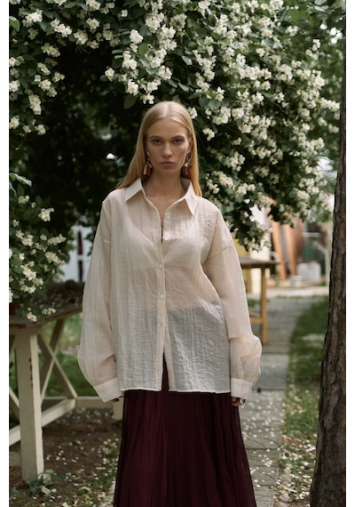 Mai Collection Mai Studios Co. Syaritta Oversize Bej Transparan Gömlek bej