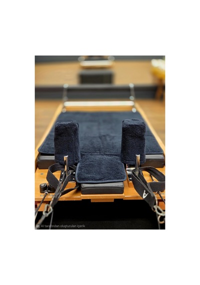 Siyah Omuzluklu Pilates Reformer Havlu Seti Organik' Kaydırmaz