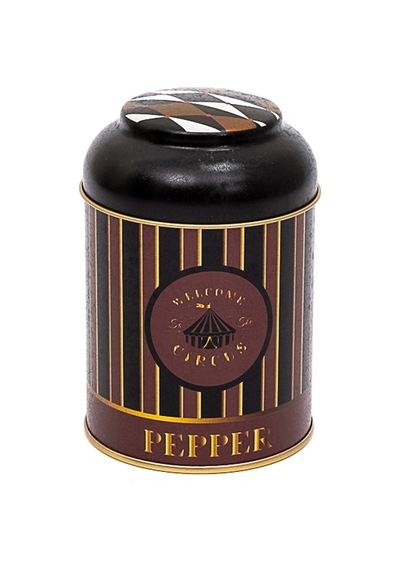 Circus Pepper Desenli Yuvarlak Metal Kutu, 9 X 11 Cm, 0.6 Lt