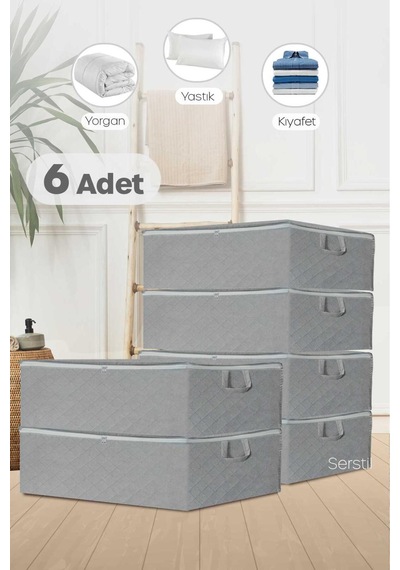 Serstil 6 Adet - Büyük Boy Bazaaltı Ve Çekyat Hurç 64 X 45 X 22 Cm Antrasit Gri